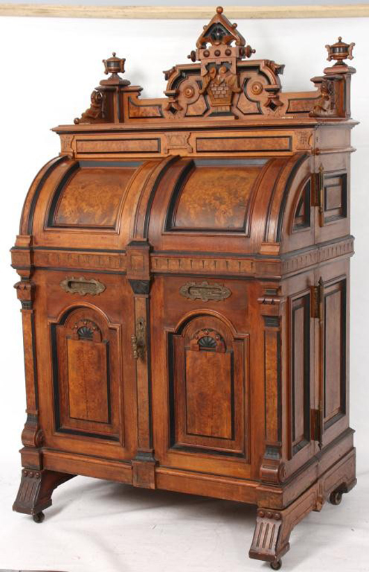 Walnut extra-grade Renaissance Revival Wooton desk in excellent shape (est. $15,000-$25,000). Image courtesy of Fontaine's Auction Gallery.
